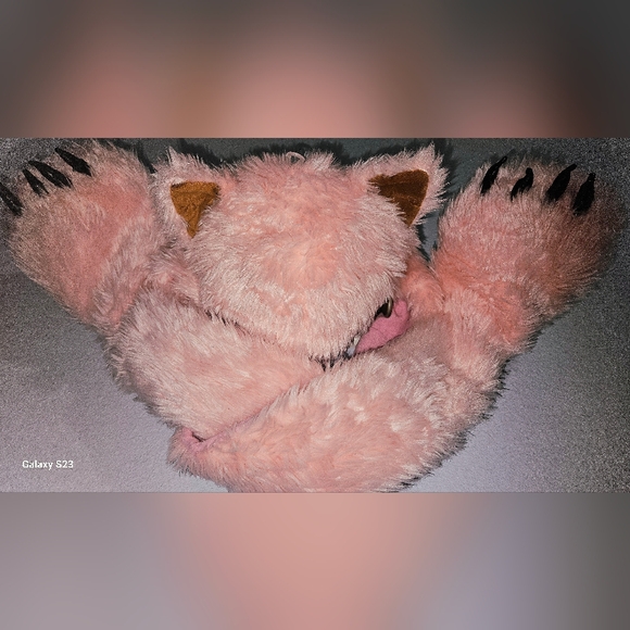 Vintage PINK Kitty Cat Fuzzy Cosplay Cozy Winter HatScarf Combo Ears Claws Adult - Picture 12 of 16